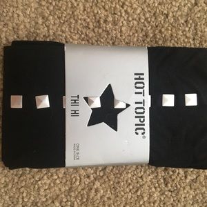 Thigh high studded black legging tights